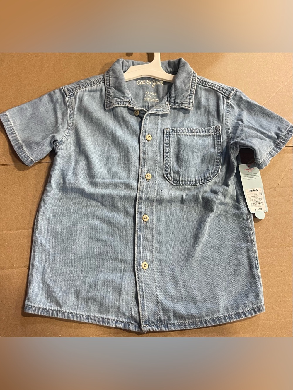 Denim button down short sleeve shirt